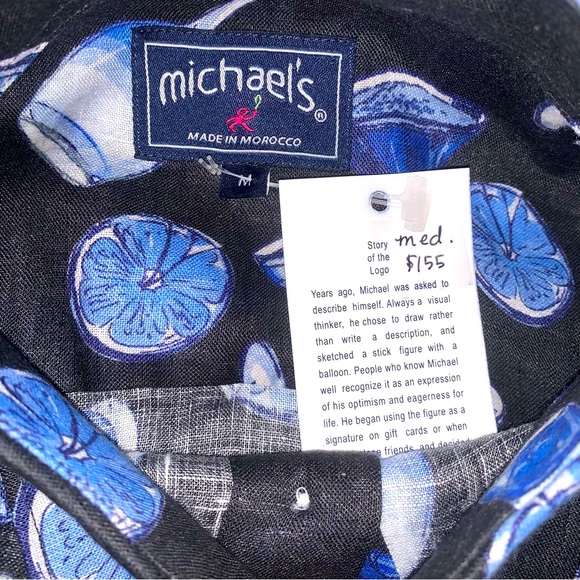 Michael’s 100% Linen Men’s Long Sleeve Shirt with Cocktail glasses. NWT. - Picture 12 of 16